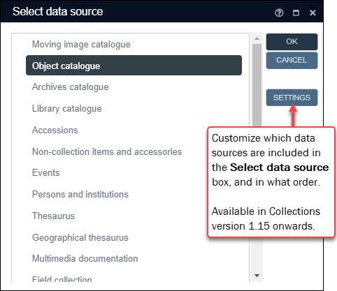 Select a data source in which to add a new record